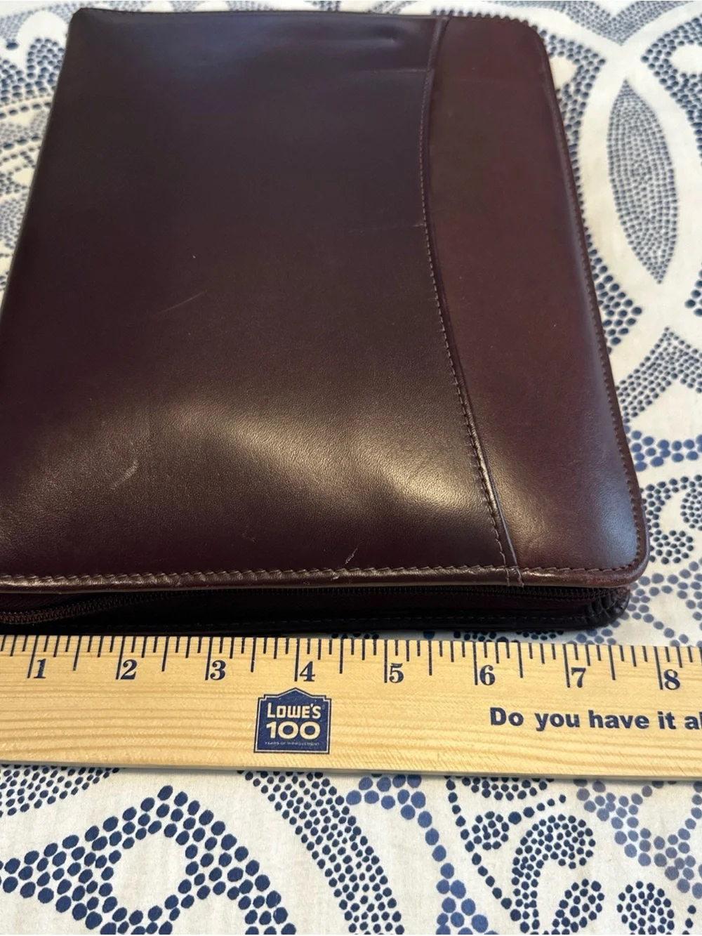 Day Runner Classic Genuine Leather 3-Ring Planner Organizer Burgundy Full Zipper